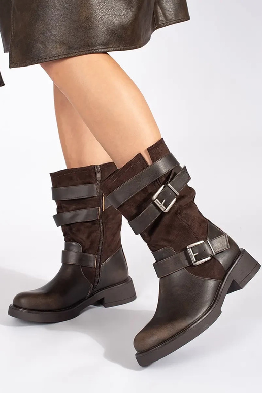 Sapatos de salto baixo castanhos com...