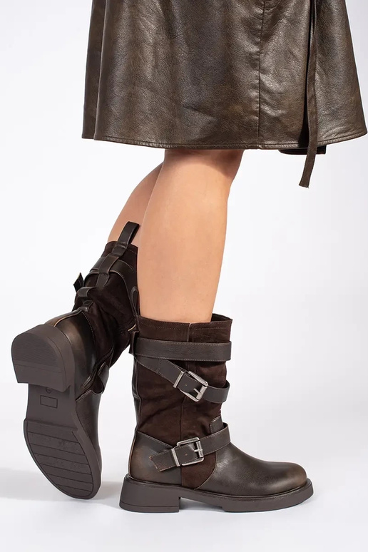 Sapatos de salto baixo castanhos com...