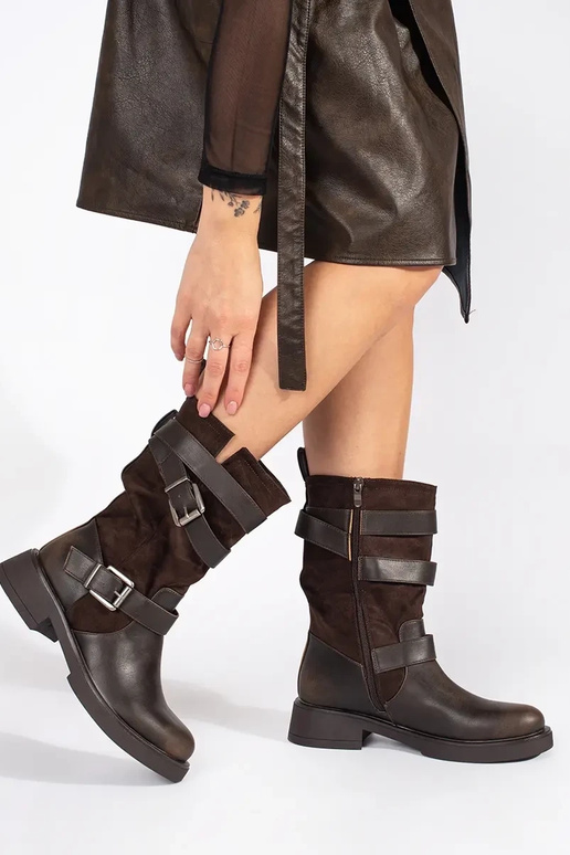 Sapatos de salto baixo castanhos com...