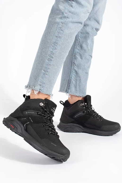 cor preta isolar Sapatos de trekking cor preta isolar Sapatos de trekking