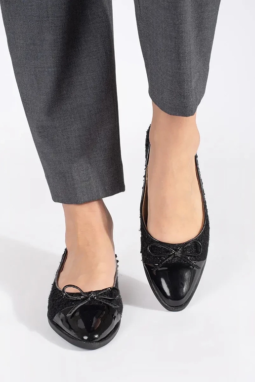 cor preta brilho bailarinas com um arco