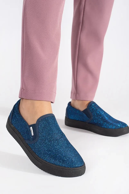 Sapatos slip-on azuis com glitter