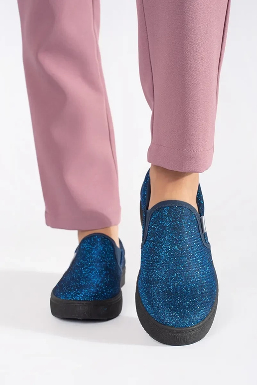 Sapatos slip-on azuis com glitter
