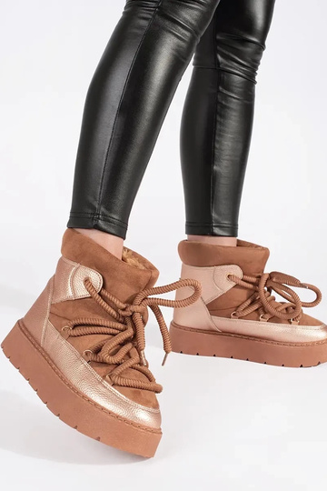 cor marrom amarrado Botas... 2