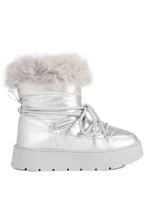 cor prata Botas de neve femininas com... cor prata Botas de neve femininas com...