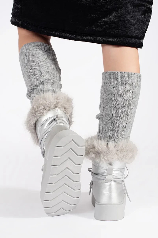 cor prata Botas de neve femininas com... cor prata Botas de neve femininas com...