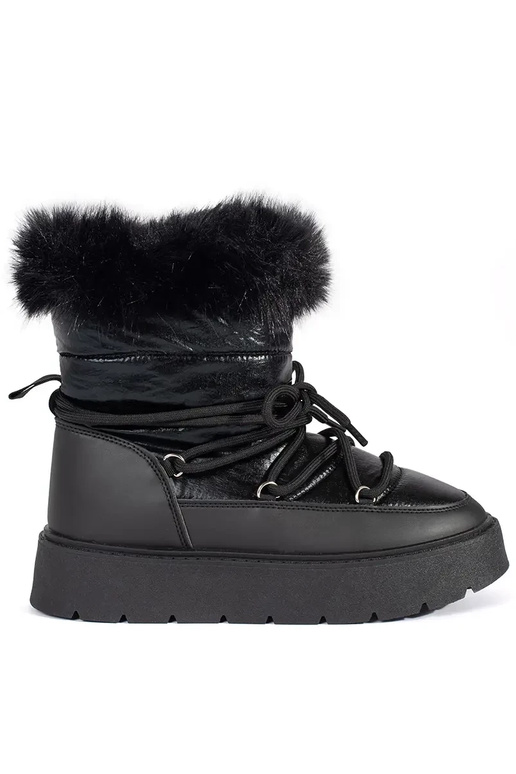 cor preta Botas de neve femininas com...