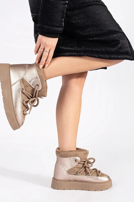 bege amarrado Botas de neve femininas... bege amarrado Botas de neve femininas...