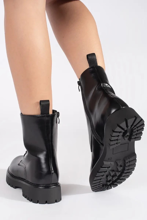 cor preta sapato botas de montaria...