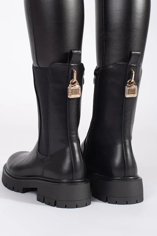 cor preta sapato Botas Chelsea z...