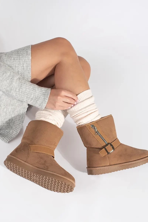 Botas de neve femininas na cor areia...