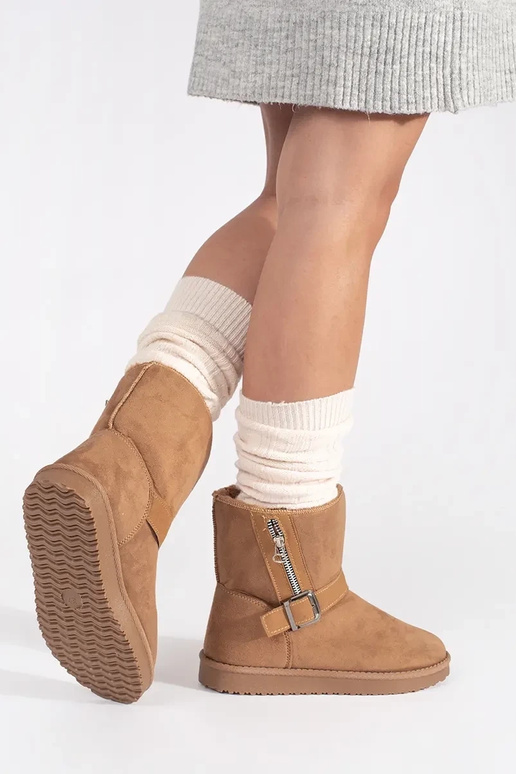 Botas de neve femininas na cor areia...