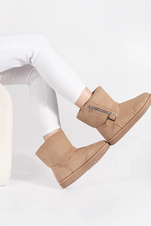 Botas de neve femininas na cor marfim...