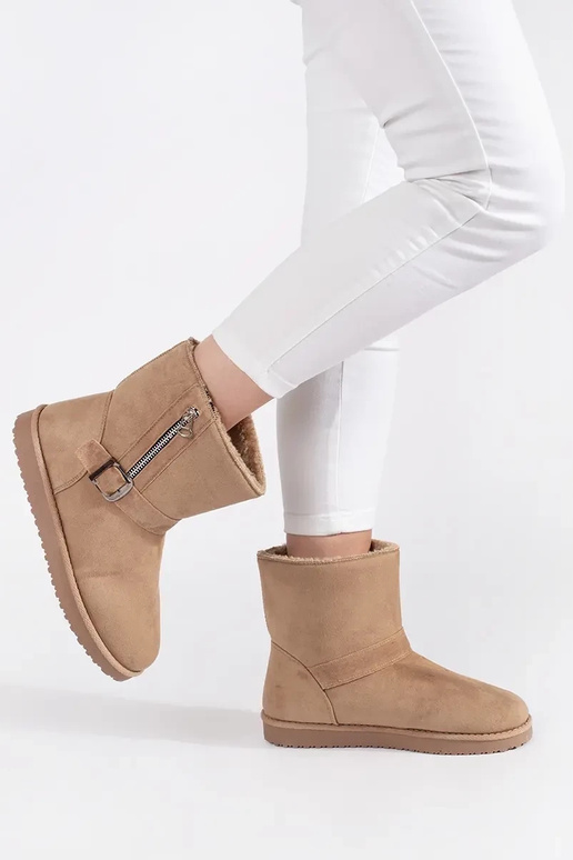 Botas de neve femininas na cor marfim...