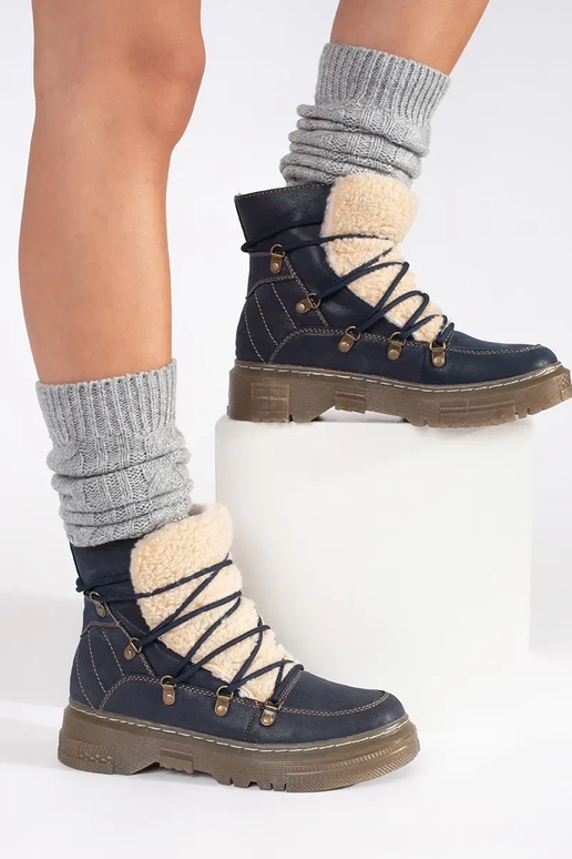 Botas de cano alto azul-marinho...