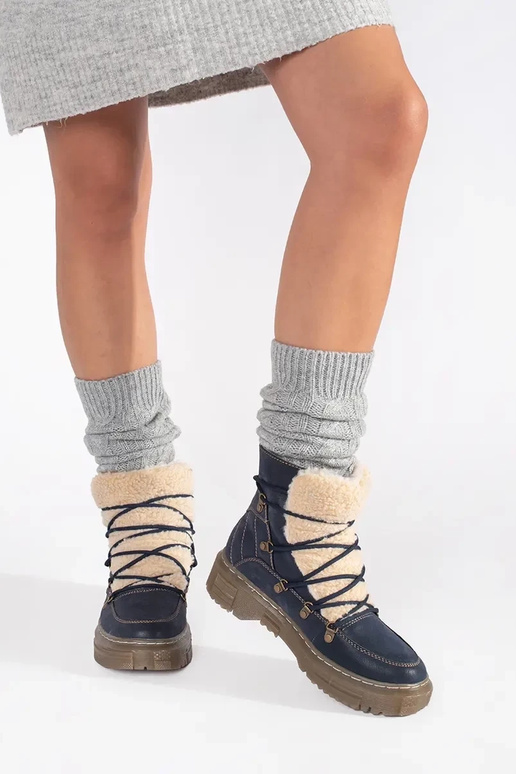 Botas de cano alto azul-marinho...