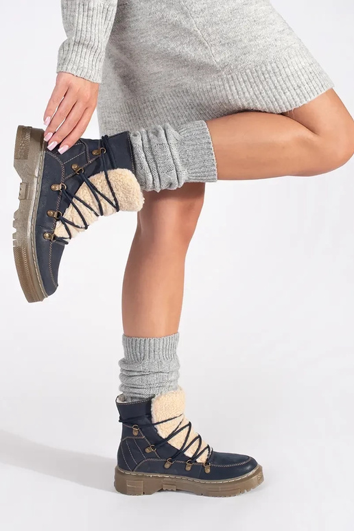 Botas de cano alto azul-marinho...