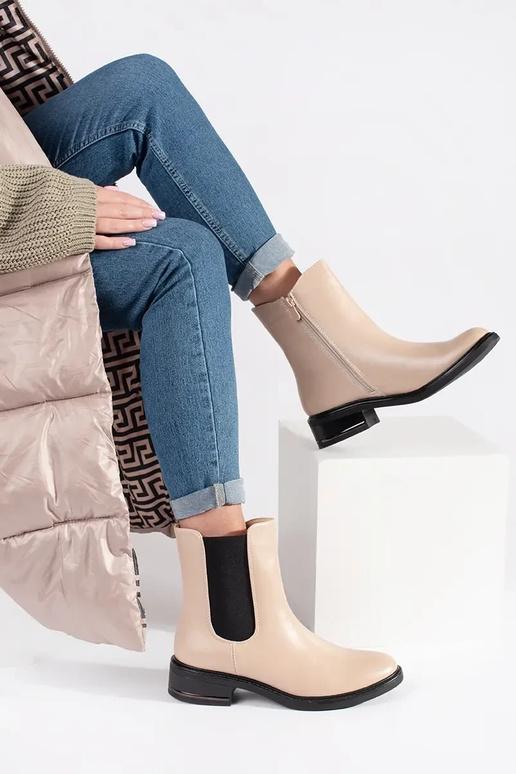 Botas Chelsea na cor marfim com sola...