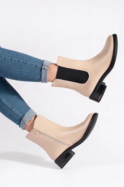 Botas Chelsea na cor marfim com sola...