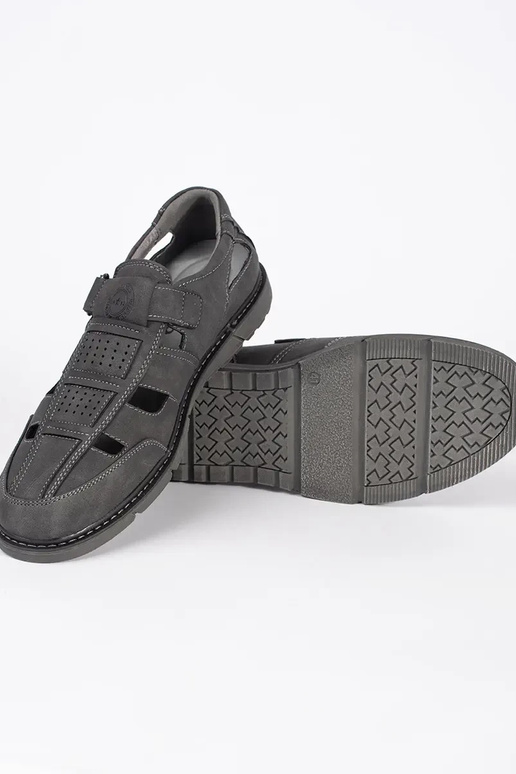 Mocassins cinzas perfurados masculinos