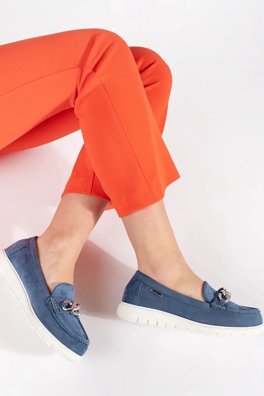 Mocassins em camurça com plataforma e...