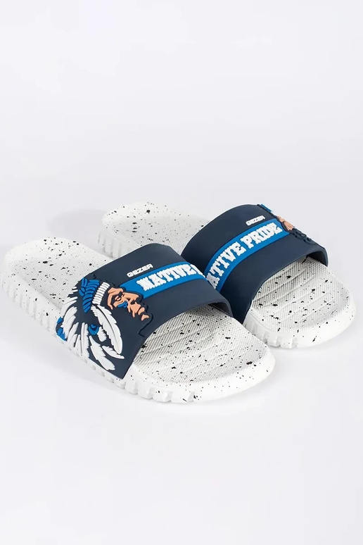 Chinelos de piscina brancas com azul Chinelos de piscina brancas com azul