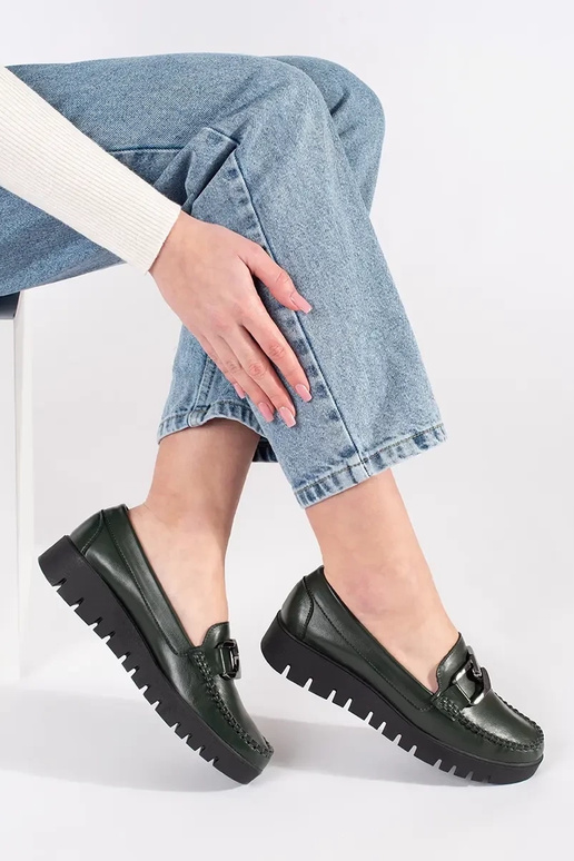 Mocassins caqui com plataforma Mocassins caqui com plataforma