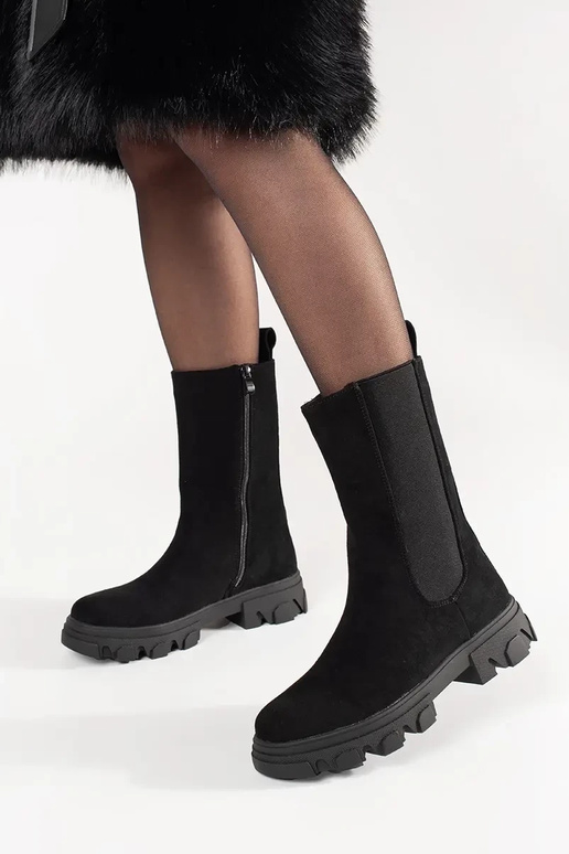 Botas Chelsea Pretas de Camurça