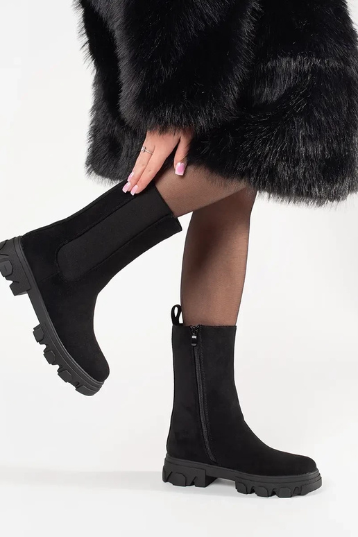 Botas Chelsea Pretas de Camurça