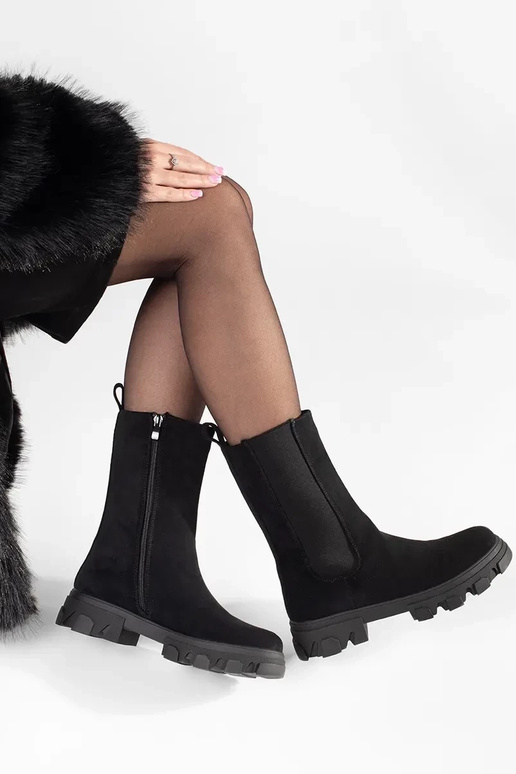 Botas Chelsea Pretas de Camurça