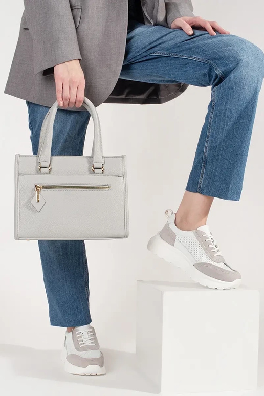 Bolsa cinza com zíper