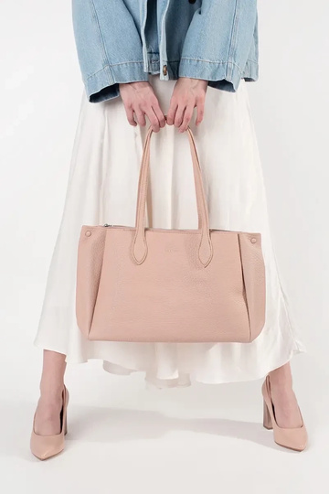 bolsa shopper rosa em couro... 2