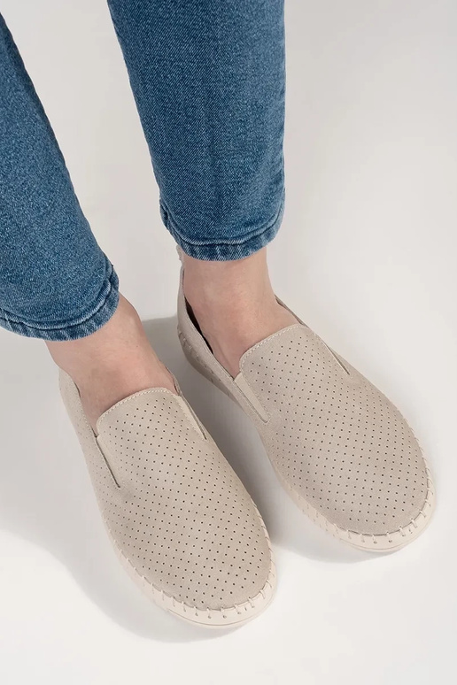 Mocassins de couro cor areia leves Mocassins de couro cor areia leves