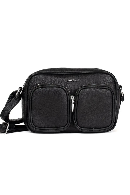 Pequena bolsa preta com bolsos