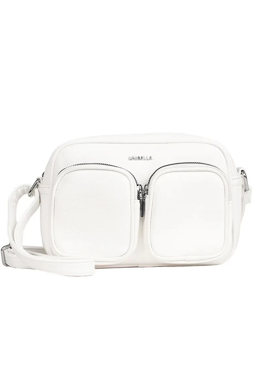 Pequena bolsa branca com bolsos