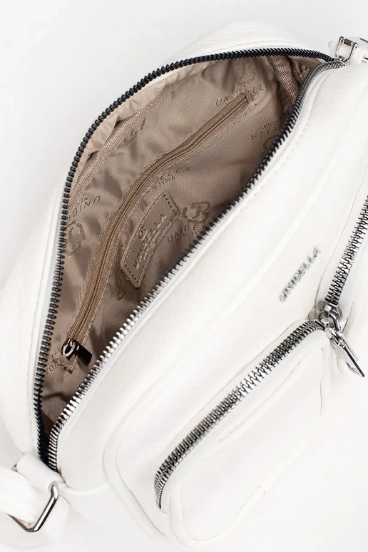 Pequena bolsa branca com bolsos