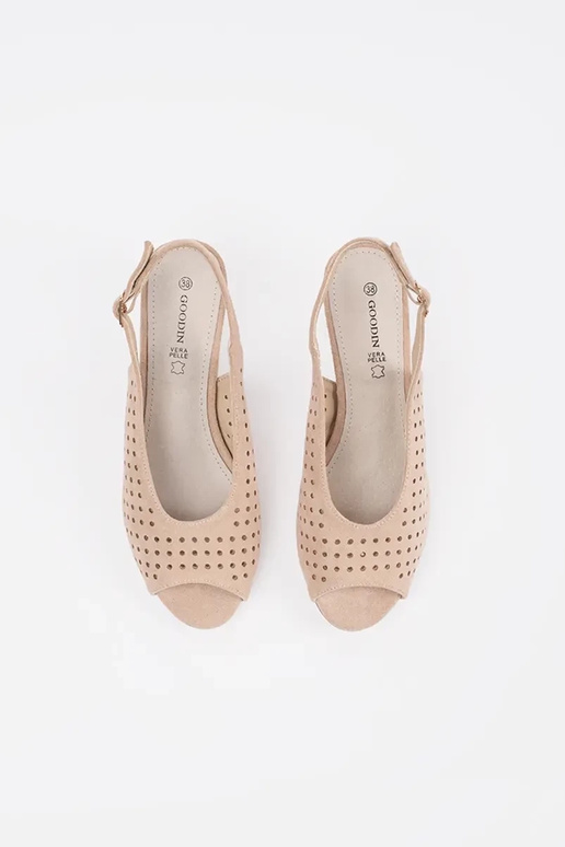 Sandálias de cor areia de salto baixo