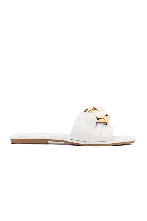 Chinelos femininos planos brancos