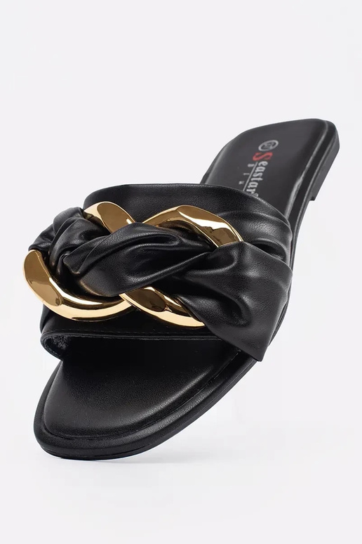 Chinelos femininos planos pretos