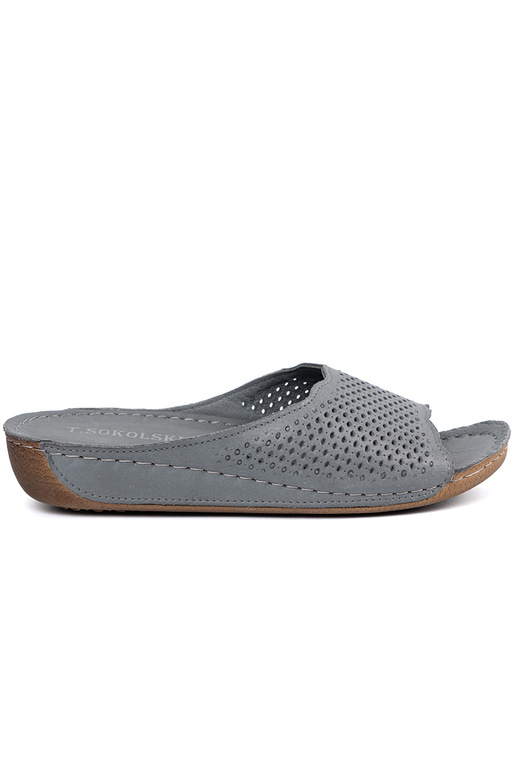 Chinelos de couro cinzas Chinelos de couro cinzas