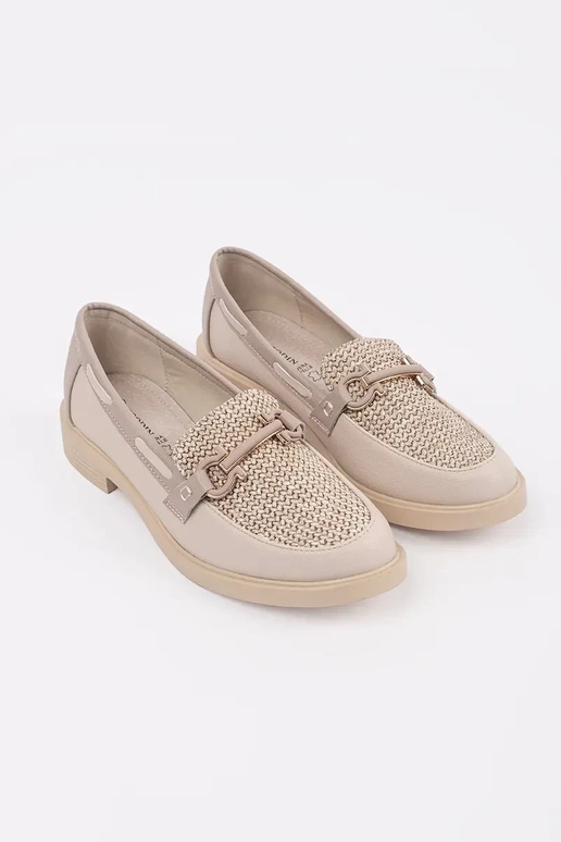 mocassins cor marfim com palmilha de...