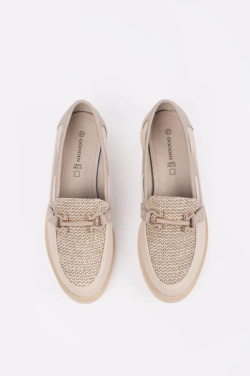 mocassins cor marfim com palmilha de...