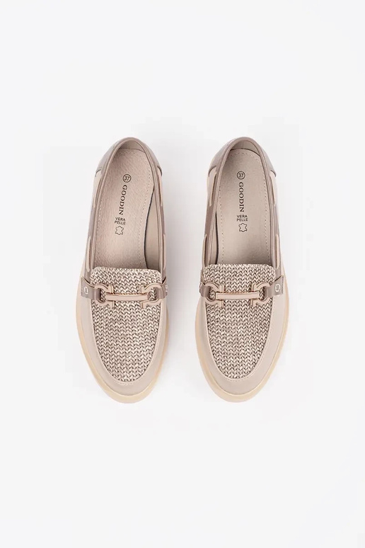 mocassins cor areia com palmilha de...