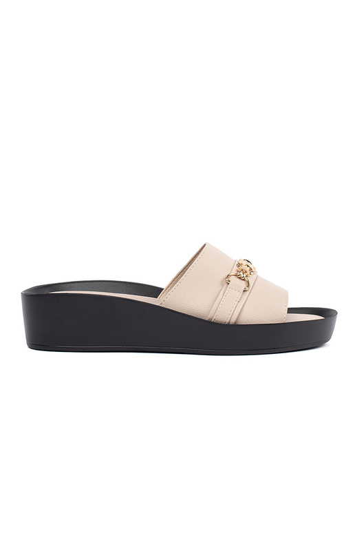chinelas femininas em tom areia com...