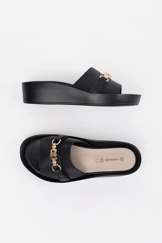 chinelas femininas pretas com corrente