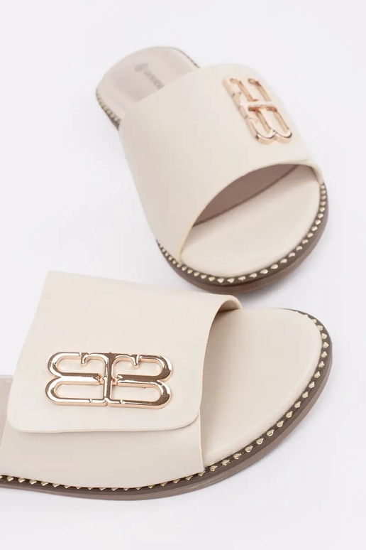 chinelas femininas cor marfim com...