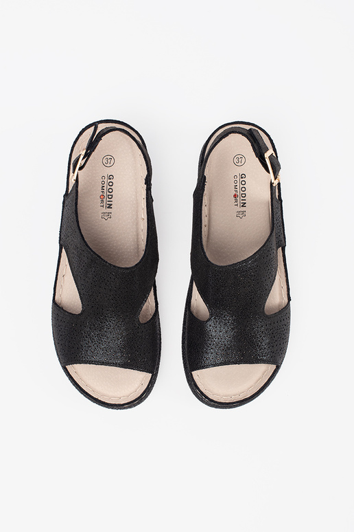 Sandálias pretas em plataforma clara Sandálias pretas em plataforma clara