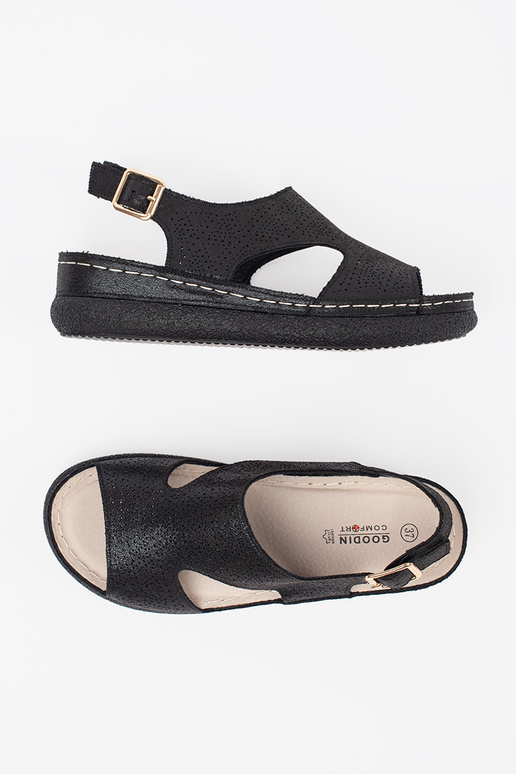 Sandálias pretas em plataforma clara Sandálias pretas em plataforma clara