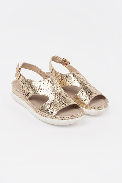 Sandálias douradas em plataforma clara Sandálias douradas em plataforma clara
