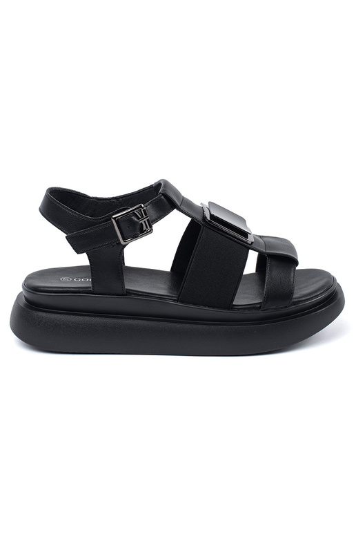 Sandalias Elegantes Pretas de Couro... Sandalias Elegantes Pretas de Couro...